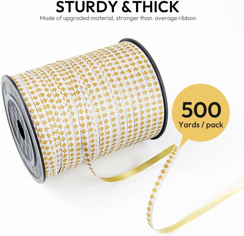 HimBen 500 Yards Curling Ribbon for Gift Wrapping, 3/16" Balloon String for Christmas Valentine Birthday Wedding Party Festival Decoration, Crafts, Flower Bouquet(Glitter Rhombus) - Image 2